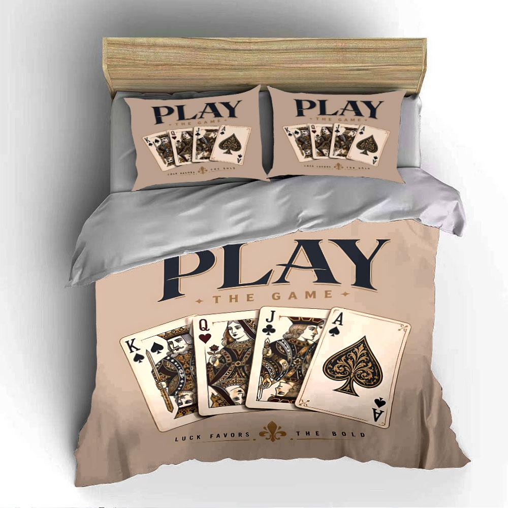Playing Cards Vintage Design Bedding Duvet Cover Set Duvet Cover Pillowcases  (1*Duvet Cover 2*Pillowcases, without duvet insert)
