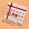 12-Piece Christmas Enamel Earrings Set - Santa, Bell & Tree Designs for Women
