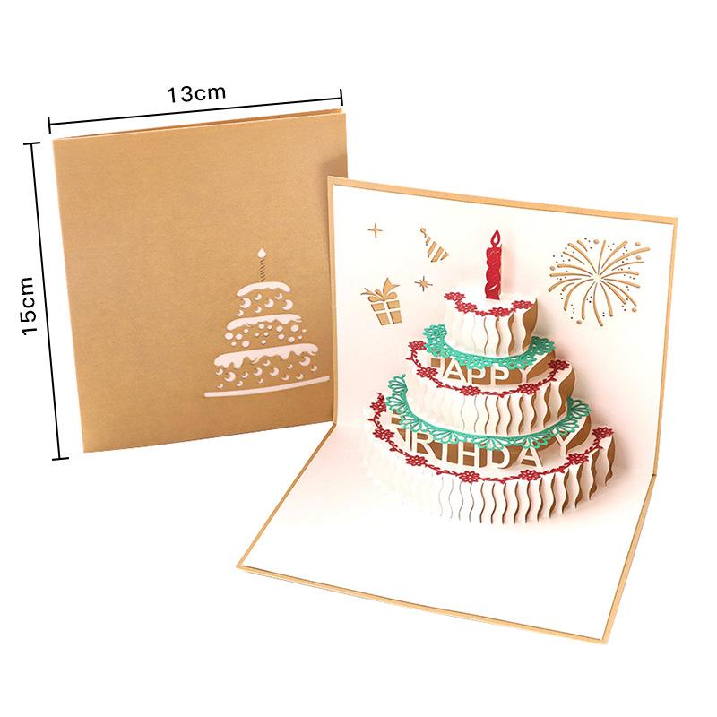 3D Pop-Up Birthday Cake Card: Korean Creative Vintage Gift