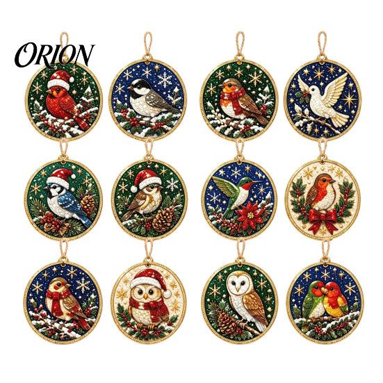 Living Room Ornament 12PCS Christmas Tree 2D Flat Pendant, Pearl Acrylic Art Kits, Bright Gift for Holiday Season Color Classic Patterns Party