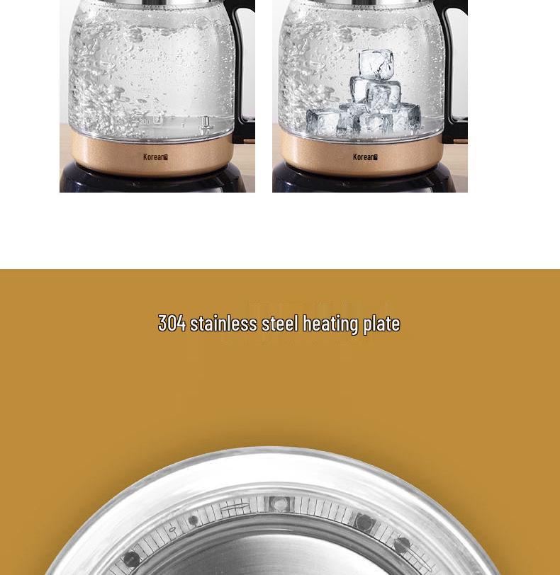 Korean Style Automatic Glass Kettle: Black & Flower Tea Maker, Multi-functional, Household.