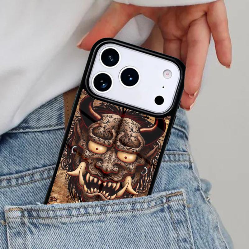 Samurai Oni Mask soft Phone Case for iPhone 17ProMax 12 13 14 15 16e 17 Pro Max Plus Air Cover