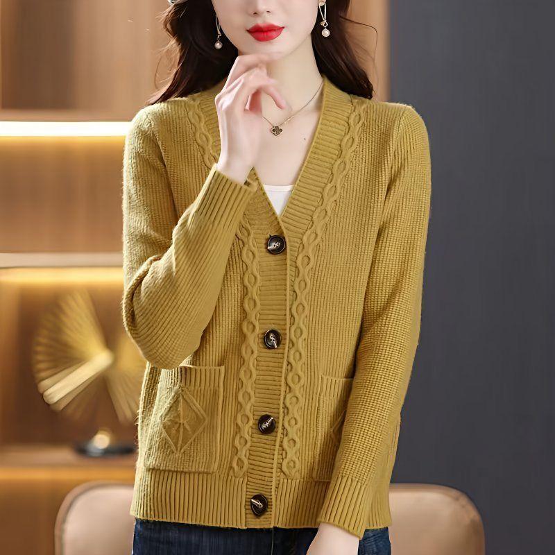 Spring and Autumn Women's Knitted Cardigan Sweater Loose Women's Coat Large Casual Sweater