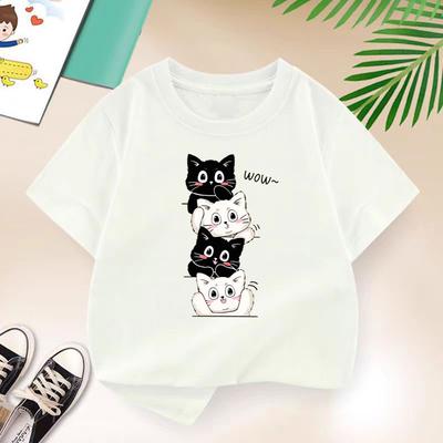 The Cat Family T-shirt for Boys New Cotton Kids T Shirt Cute Children Casual Clothes Teen Baby Boy Summer Tops 2-14 Years