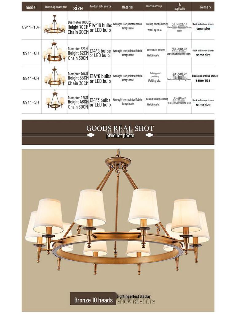 Retro American Minimalist Fabric Pendant Light for Living Room, Bedroom, and Dining Room