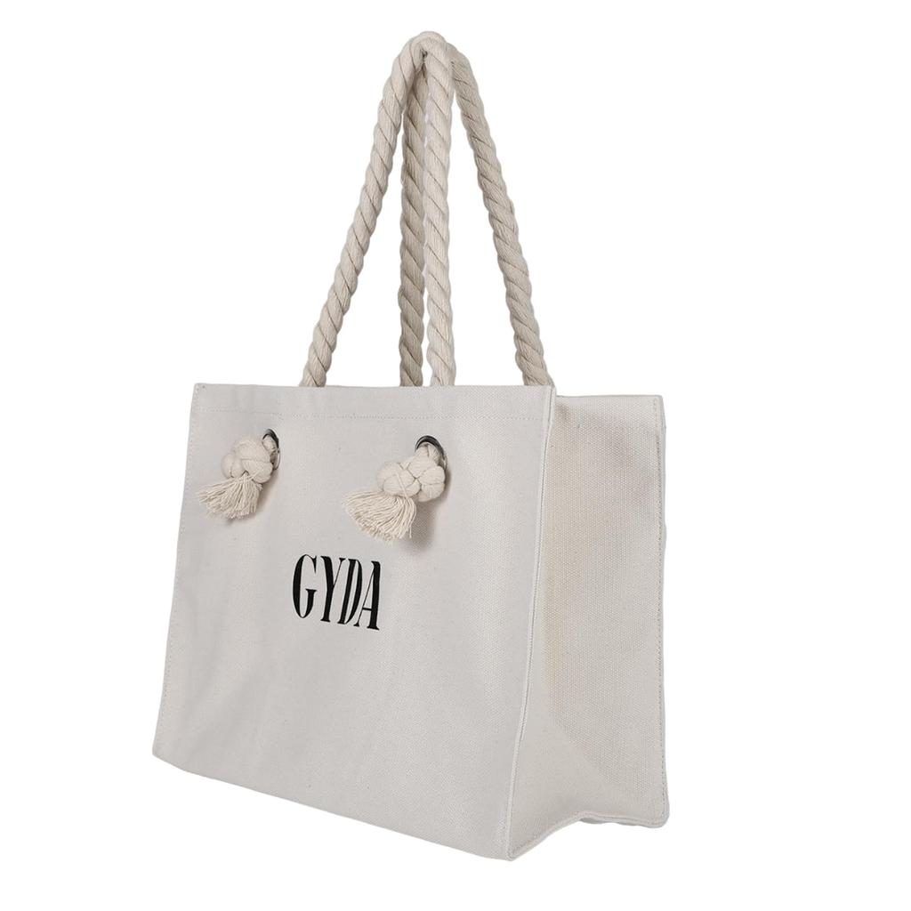 Shopper style canvas tote bag Logo tote bag with sticker A4 size available [Jada]