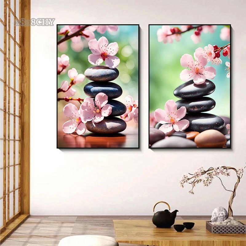 Spa Zen Kiraz Çiçeği Lilyum Pembe Lotus Kanvas Baskı Posterler Sanat Tablo Fitness Yoga Stüdyosu Duvar Sanatı Dekoru Resimler Ev Dekoru