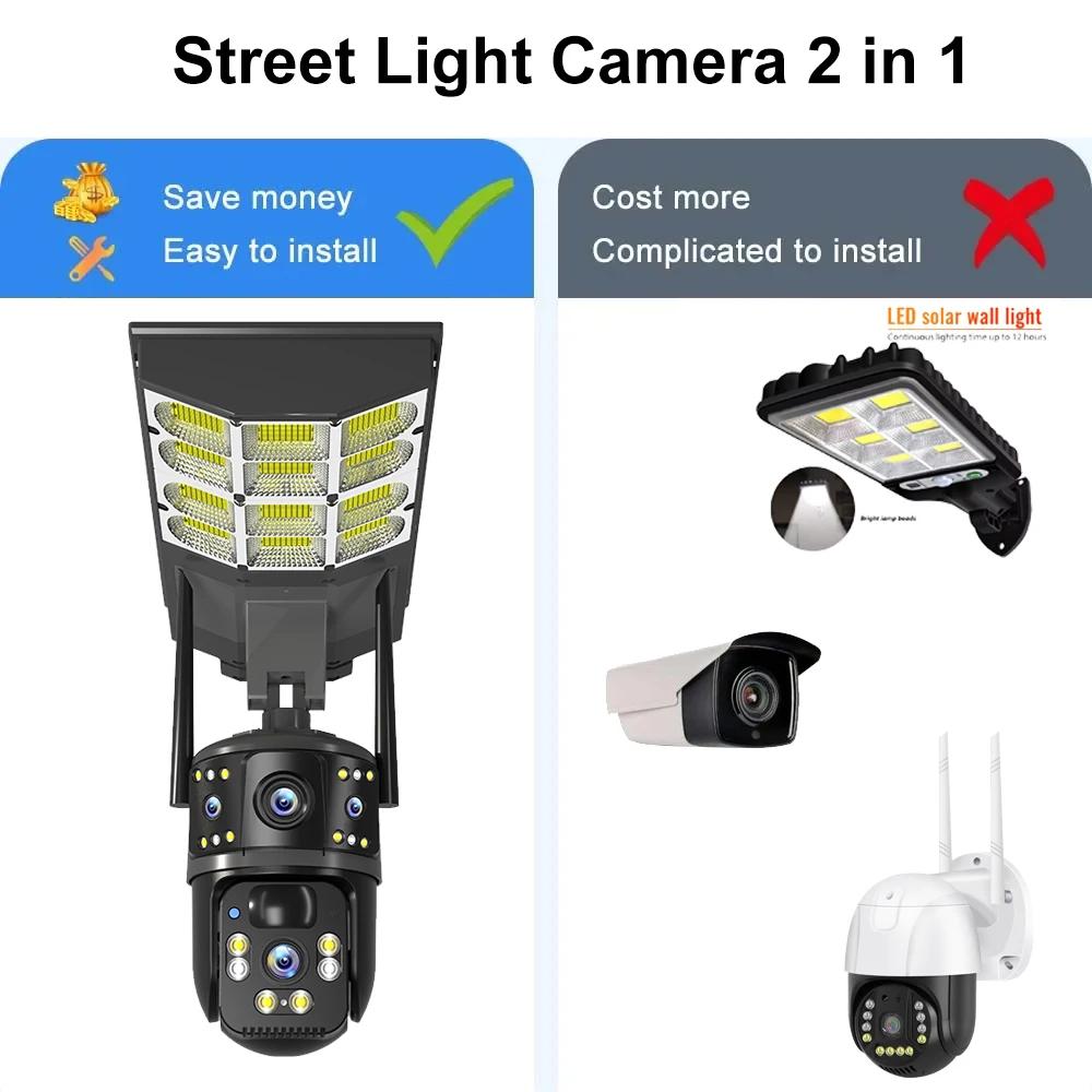 2-in-1 Solar Street Light, Courtyard Lighting, Multi-purpose Security Camera & Wall Lamp, Automatic Solar Charging Surveillance