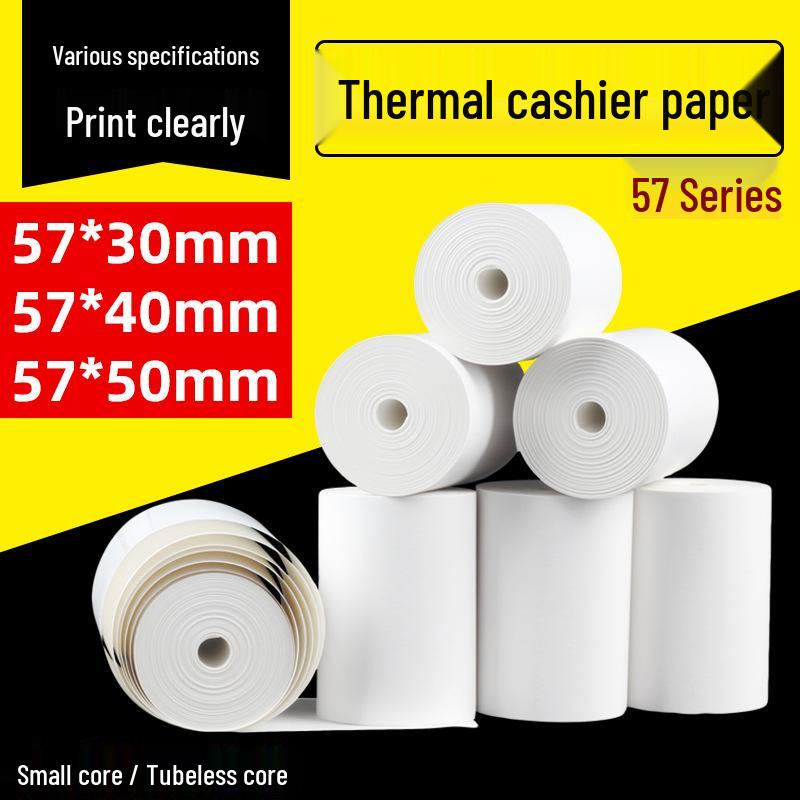 57x30 Thermal Receipt Paper for Supermarket & Takeaway 57*40 Coreless [50 rolls]