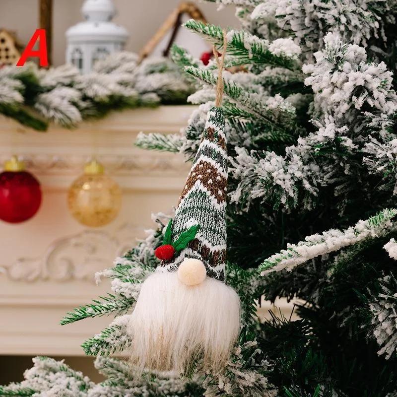 Christmas Decoration Holiday Knitted Hat with Light No Face Doll Pendant Atmosphere Decoration Glow Old Man Small Doll Pendant