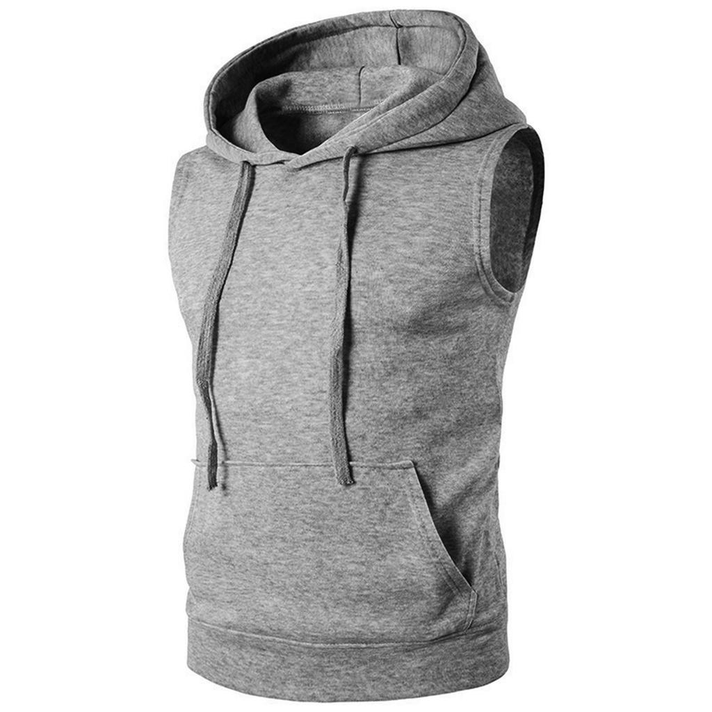 Herren Sommer Kapuzenweste mit Tasche Weste Sport Ärmelloses Shirt