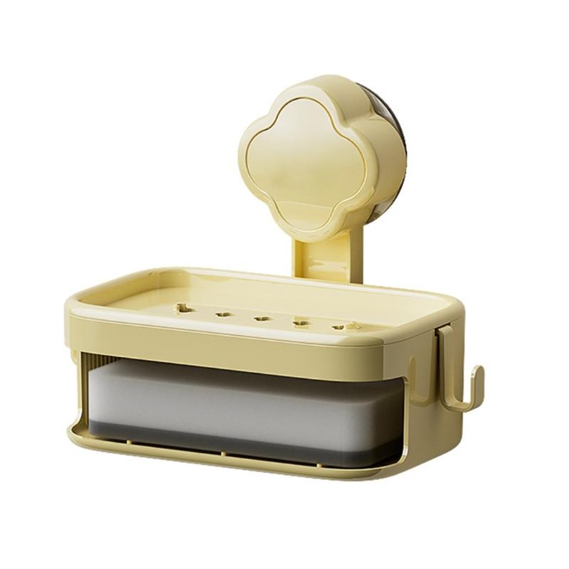 Soap Dish Soap Holder for Shower Single/Double Layer Wall Mounted Soap Rack No Drilling Self Draining for Bathroom