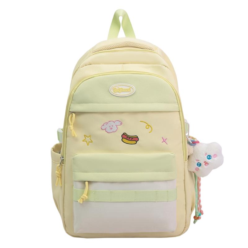 Contrast Color Girls Backpack Junior High School Student Schoolbag Lightweight Women's Backpack