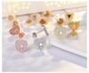 New Design Heart Star Shaped Gold Color Earrings for Woman Korean Crystal Fashion  Silver Needle  Accessories Girls