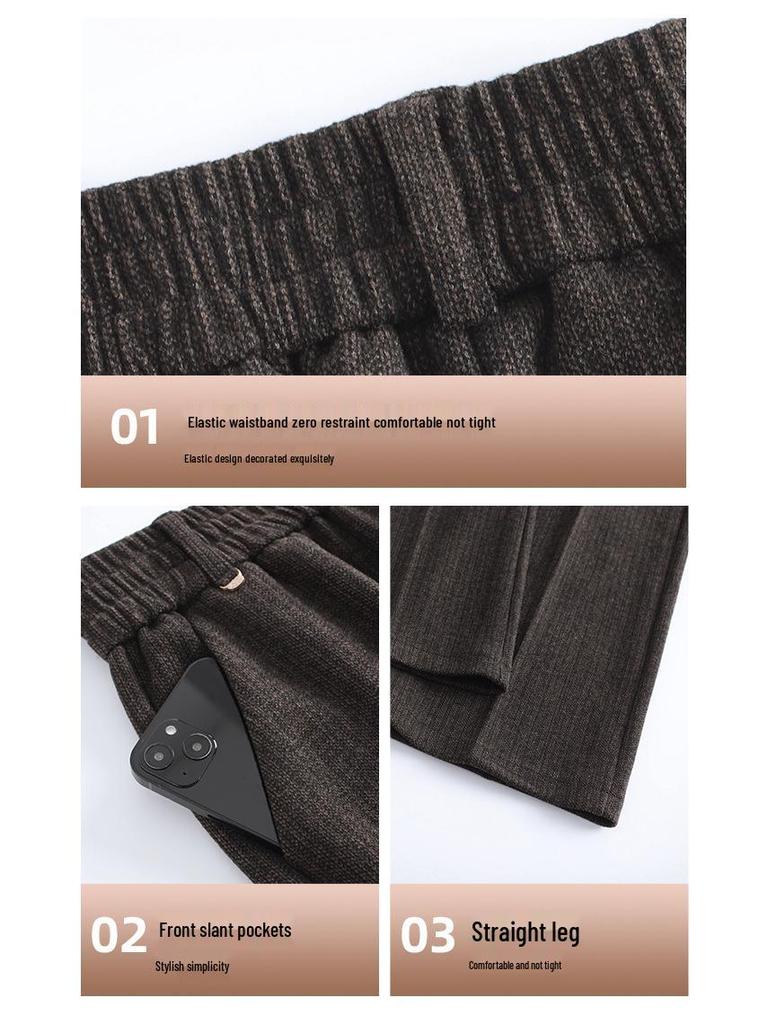 Women's Casual Thick Straight-Leg Pants for Spring, Autumn, and Winter - Suitable for Middle-Aged and Elderly
