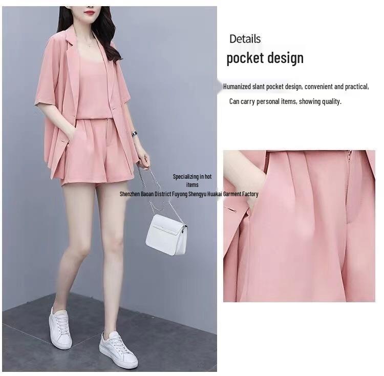 2024 Plus Size Summer Fashion 3-Piece Set: Stylish, Belly-Concealing Shorts Suit for Women