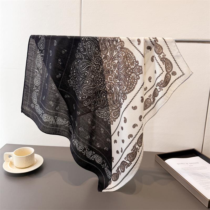 Trendy Print Square Scarf For Women Cotton Velvet Neck Scarf Shawl Warp Elegant Neckerchief Bandanas Ladies Hijab