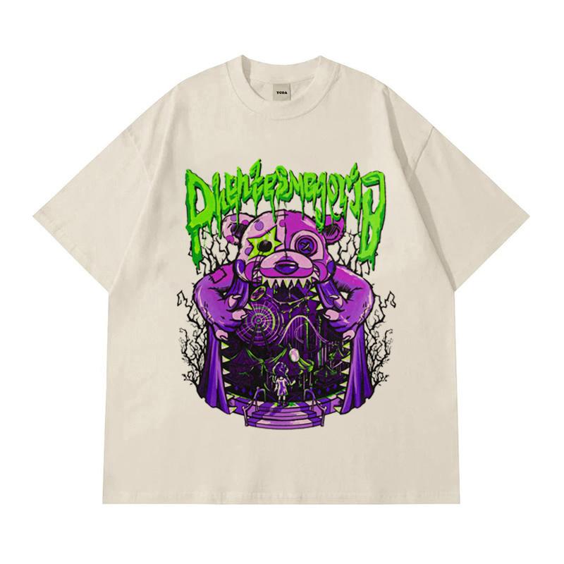 

Mens TShirts Funhouse Bear Graphic Streetwear Vintage Grunge Cotton Printed Tops Tees Short Sleeve Tees Oversized Y2k Clothing 4XL