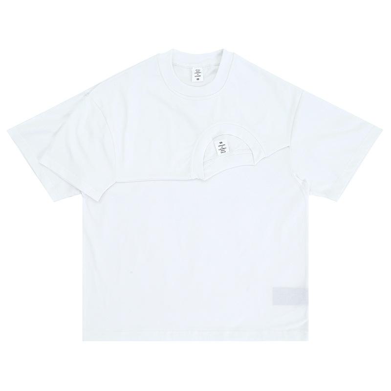 

Мужская мода весна-лето свободный повседневный белый уличный стиль креативная нерегулярная поддельная футболка из двух частей с коротким рукавом XL белый