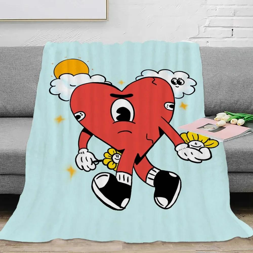 Canvas Painting Blanket Bad Bunny Un Verano Sin Ti Flannel Blankets Pop Music Album Star Warm Throw Blankets for Travel Bedding