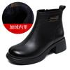 Skinny Short Boots Women's 2026 Autumn and Winter New Soft Cowhide Middle Heel Fashion Single Boots Round Head Thick Heel Velvet Leather Boots