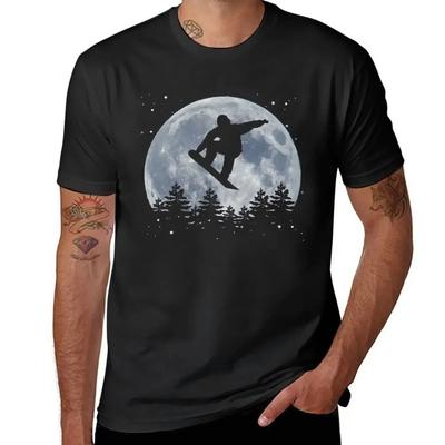 Săritură cu Snowboard în Fața Lunii Tricou pentru Snowboarder mărimi mari tricouri cu uscare rapidă grele pentru bărbați