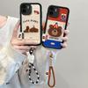 KEYSION Cartoon Cute Plush Embroidery Case for Redmi A2 A1 with Lanyard Silicone Shockproof Phone Cover for Xiaomi Redmi A1 A2