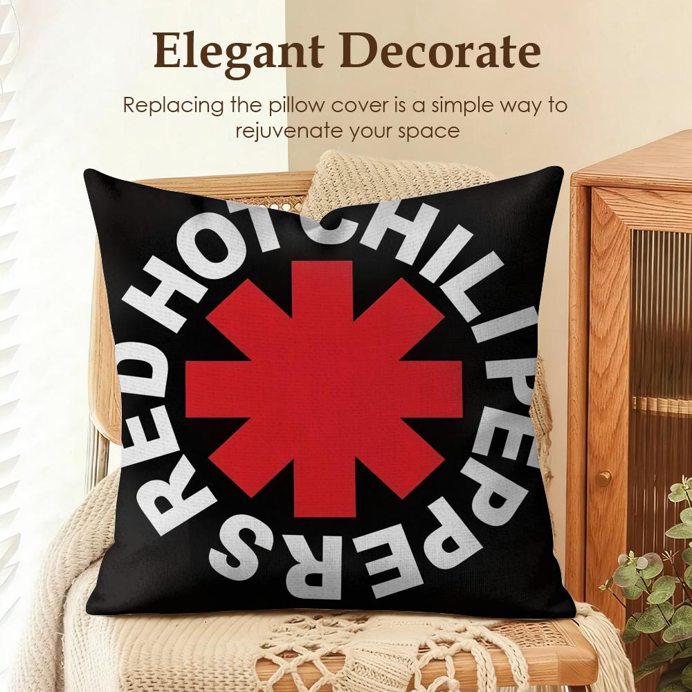 Red Hot Chili PPeppers Band Cushion Cover Natural Linen Organic Fabric DoubleSided Printing Sofa Home Decor Gift Pillow Case