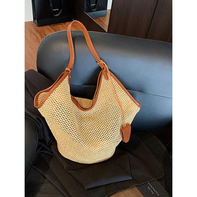 Τσάντα παραλίας μεγάλη χωρητικότητα καλοκαιρινή πλεκτή νέα δουλειά ώμου απλή niche