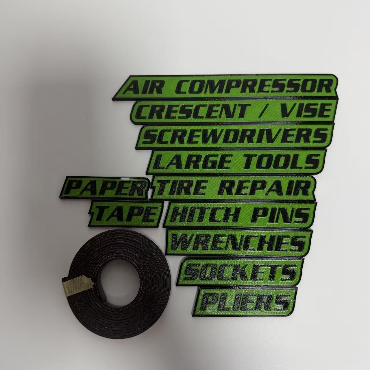 

Toolbox Magnetic Tags 3d-Printed Magnetic Toolbox Labels Magnetic Label Set Portable Tool Drawer Labels For Drawers Toolboxes зелений