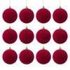 12pcs 6cm Christmas Ball Ornaments Round Shape Gold Hanging Caps Flocked Christmas Hanging Ball Vintage Style