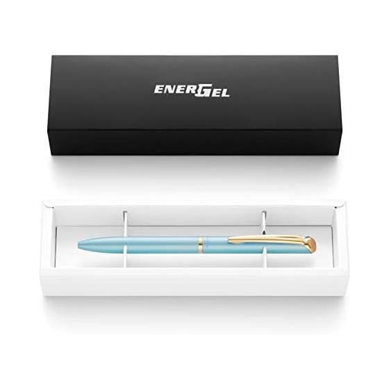 Pentel EnerGel Philography Gel Pen, 0.5mm, Pastel Blue, Gift Box, Black Ink, Quick-Drying, Twist-Retractable