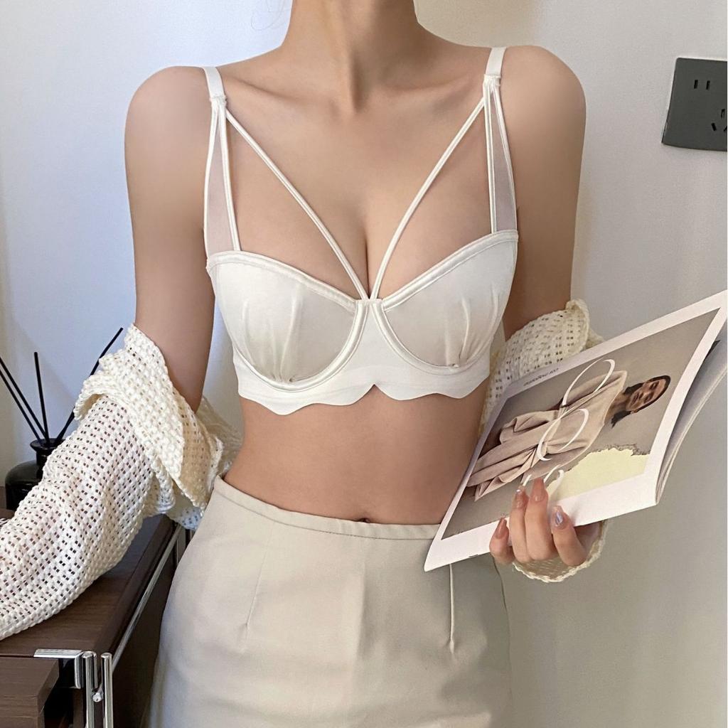 Styl Czystego Pożądania Cienka Bielizna Duży Biust Mały Biust Miękki Pierścień Kształtujący Piersi Bezszwowy Biustonosz