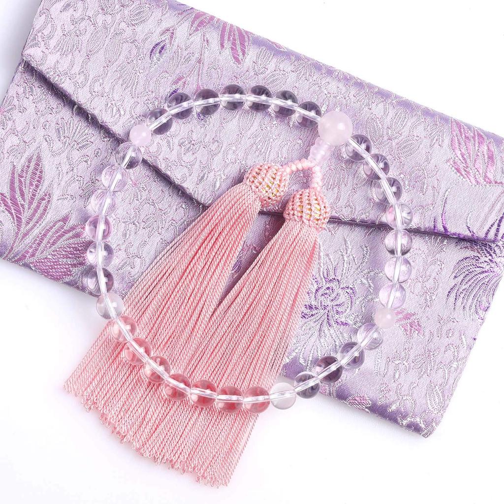 LEOBEE Prayer Beads for Women Genuine Crystal Red Quartz Comes with a magnetic prayer bead bag Can be used by all sects (Rose Quartz)