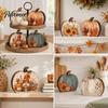 Harvest Home Decorations Thanksgiving Fall Pumpkin Table Decoration, Rustic Block Wooden Sign, Autumn Vintage Festival Ornaments Farmhouse Tabletop