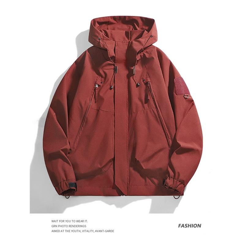 

Hooded Jacket For Men Women Outdoor Hiking Camping Coat XXXL Кіновар