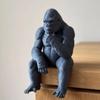 3D‑Printed Thinking Gorilla Ornament, Meditating Sitting Ape Decor, Gift for Home Bookshelf & Office Desktop Decoration