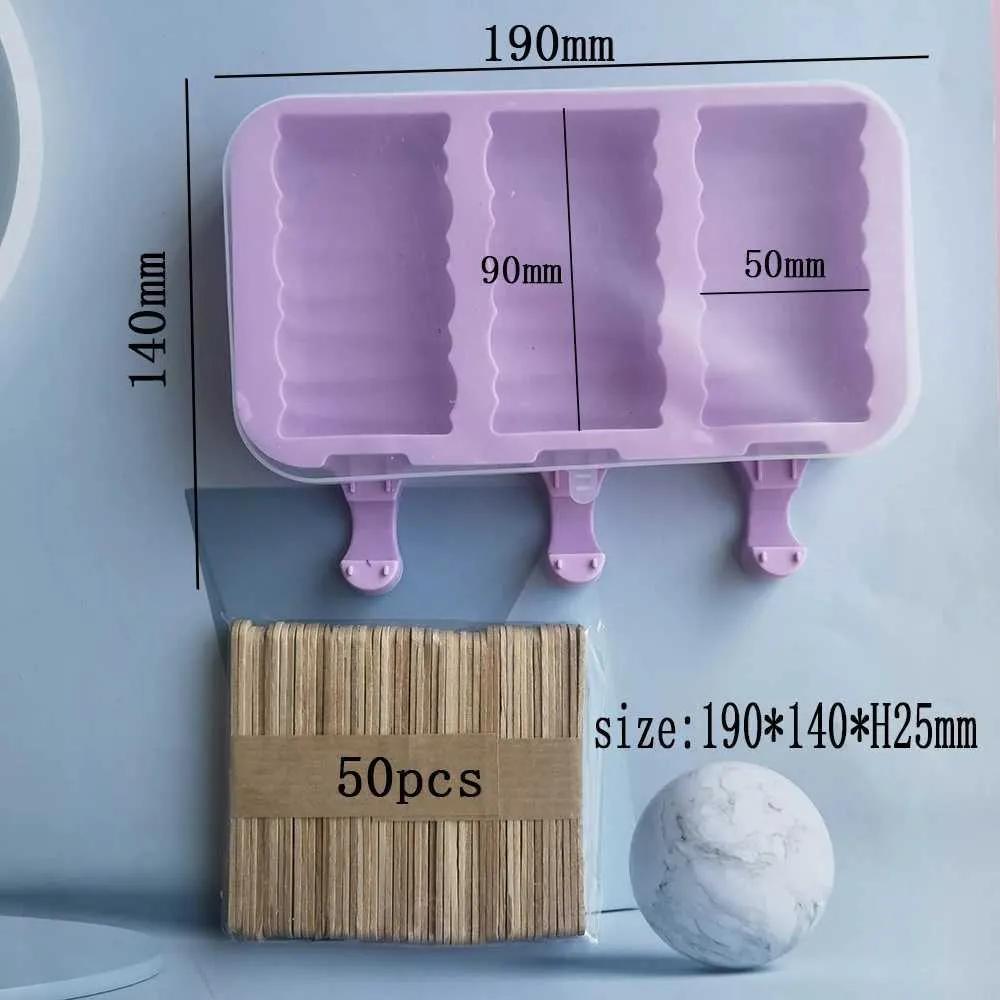 Ice Cream Tools 3 Holes Building Block Cartoon Mold Silicone Popsicle Mould Reusable DIY Pop Cube Tool Tray Dessert TLY067