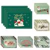 4pc/set 2025 Christmas Placemats Snowman Santa Pinecone Green Theme Holiday for Xmas Decor Linen Washable Christmas Tableware