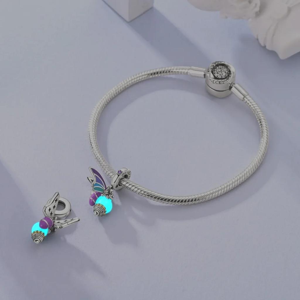 Copper Dangle Charm Chameleon Luminous Firefly Ring Earrings Bead Charms For Original Diy Bracelet Fine Jewellery