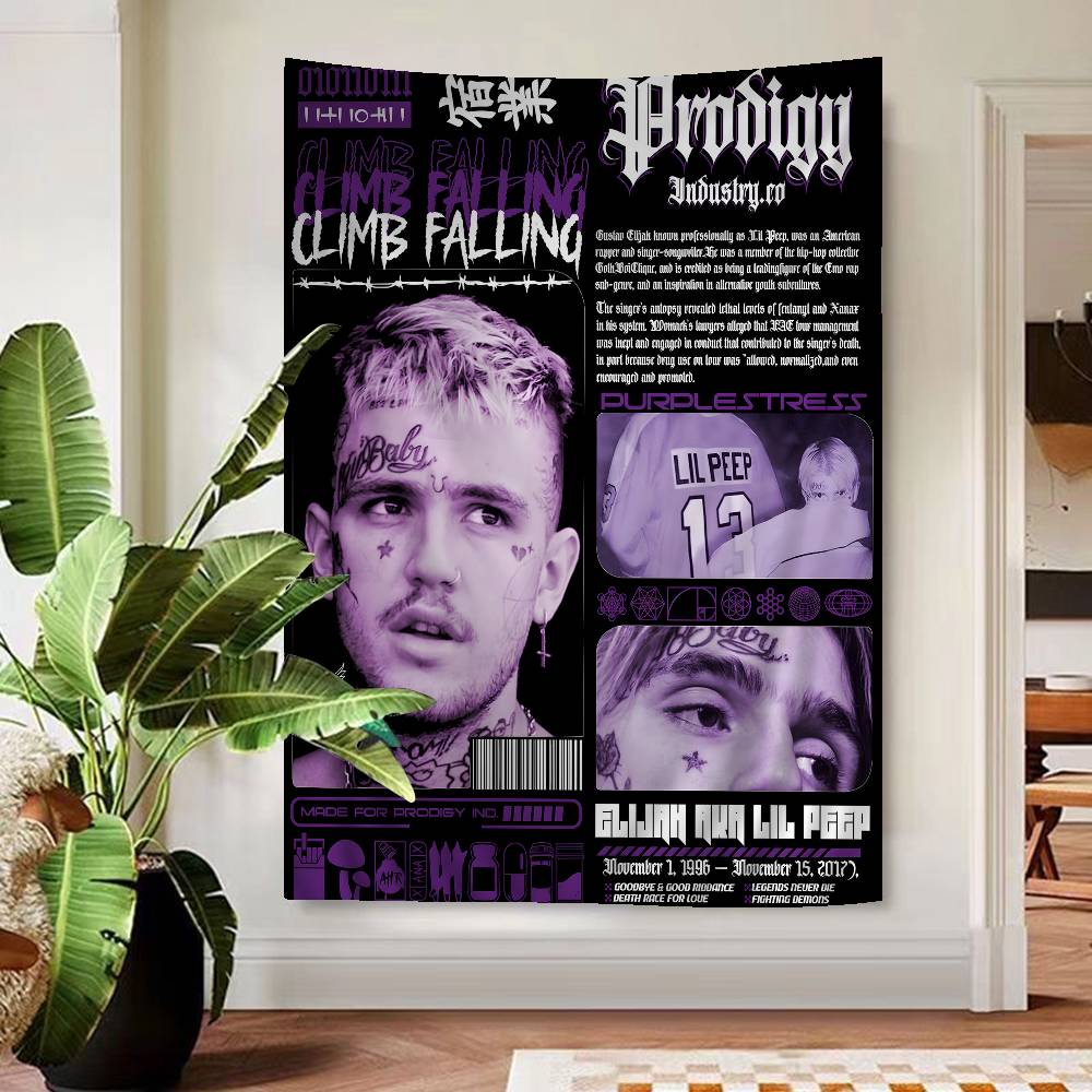 Hip Hop Rapper Lil Peep Printed Large Wall Tapestry Art Science Fiction Room Home Decor Decor Blanket