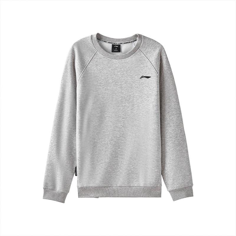 Li Ning Sweatshirts Unisex New Light Heather Gray Crew Neck Thickened Regular AWDVH05-2 3XL