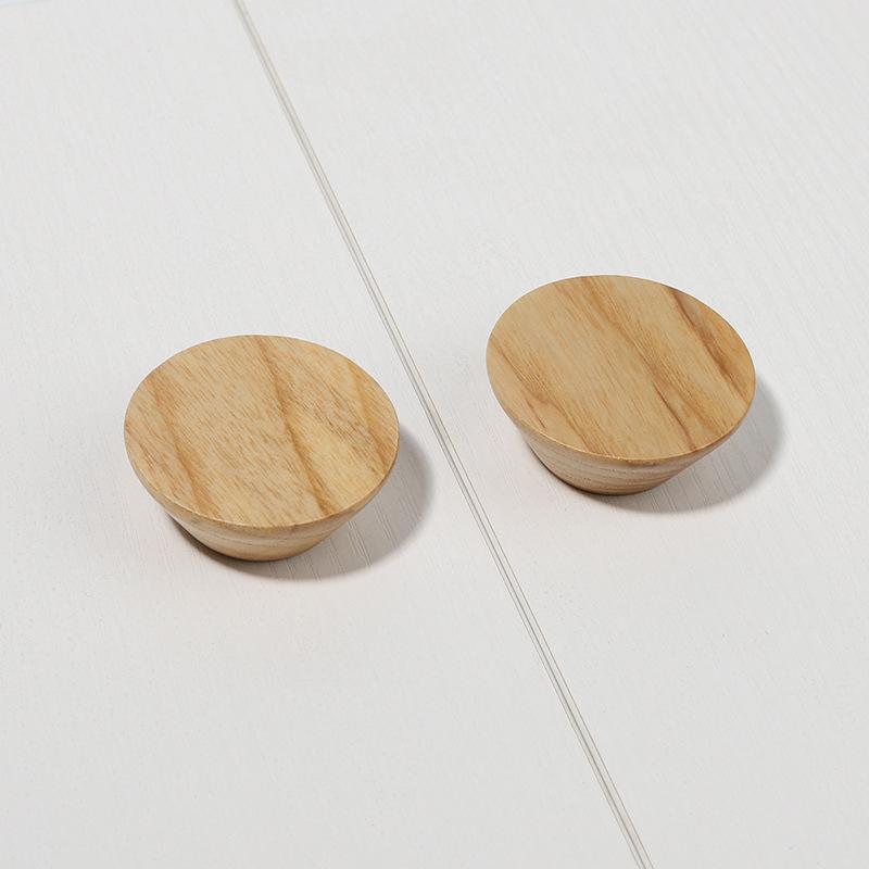 Wood Home Wardrobe Handle Pastoral Style Nordic Style Solid Single Hole Wooden Round Button Handle Drawer Cabinet Handle Drawer Cabinet Handle