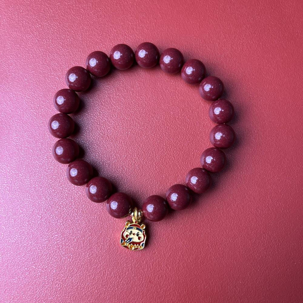 Genuine Natural High-Content Purple Gold Sand Bracelet, Women's Cinnabar Bead Bracelet, Zodiac Buddha Beads