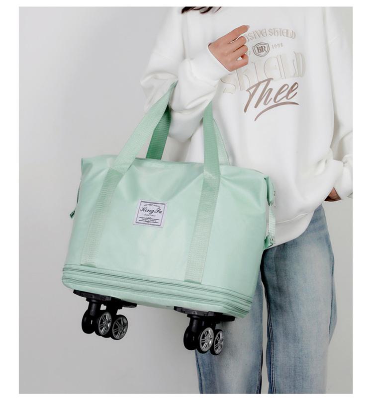 Expandable Waterproof Travel Bag with Universal Wheels – Large Capacity for Business, Student, or Maternity Use, Featuring Wet/Dry Separation