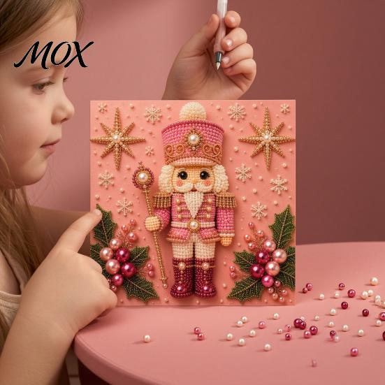 Educational Hands-on Toys Nutcracker Faux Pearl Art Kit, Painting DIY Kit with Pre-Framed Projects for Seniors Canvas, 3D Christmas Wall Craft Adults,
