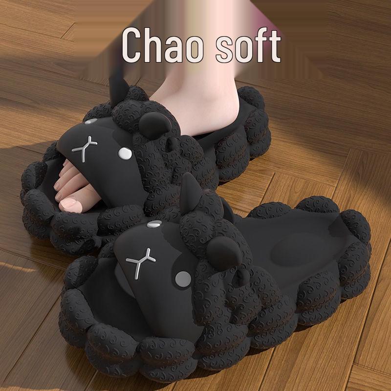 Women's Cute Sheep Slippers: Non-Slip, Cozy Indoor/Outdoor Footwear with Unique Step-on-Feeling Sandal Design.