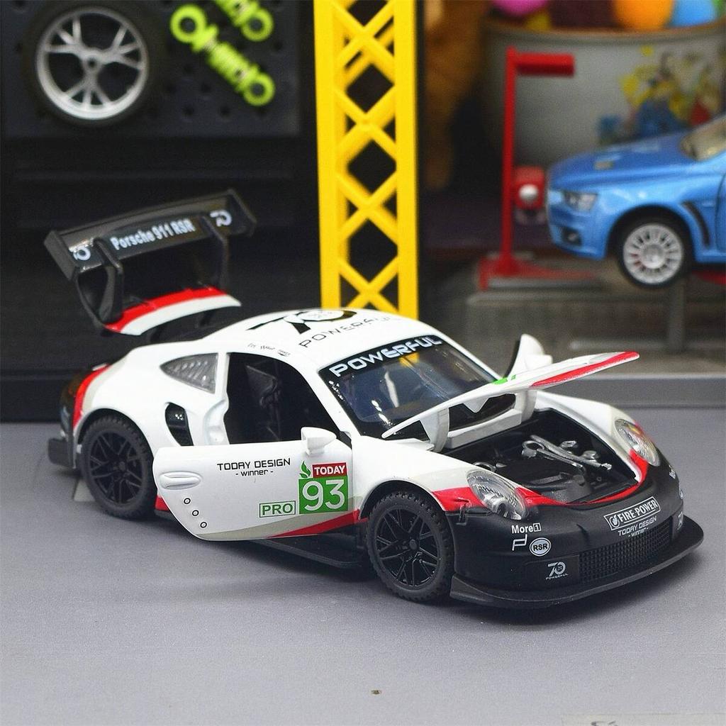 Porsche 911 GT3 RSR Wersja dopasowująca Symulacja Diecast & Toy Pojazdy Dźwięki & Światło Samochód Pull Back 1:Model supersamochodu ze stopu 32