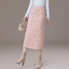 Elegant Woolen High Waist A-line Skirt with Bow Embroidery for Women - Winter 2025 Collection