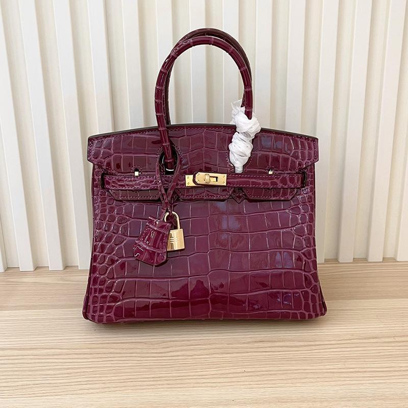 2025 New first-layer cowhide crocodile pattern, cross-border fashion genuine leather women's bags, handbags, shoulder messenger bags